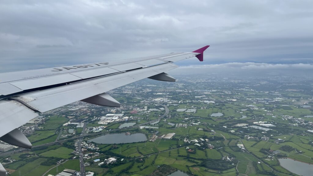 飛行機から見た台湾の様子