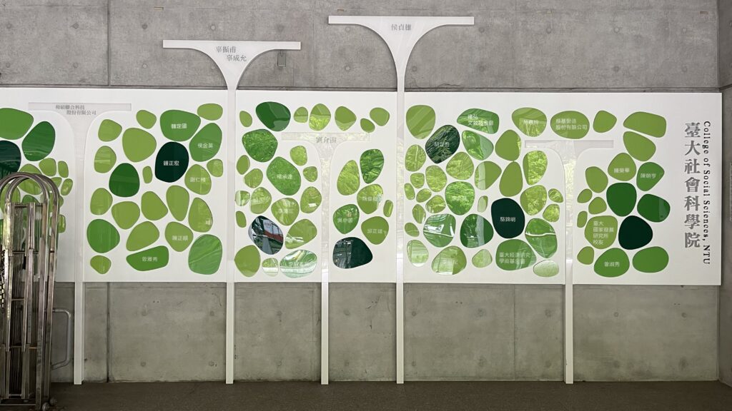 国立台湾大学社会科学棟図書館の寄付金ボード